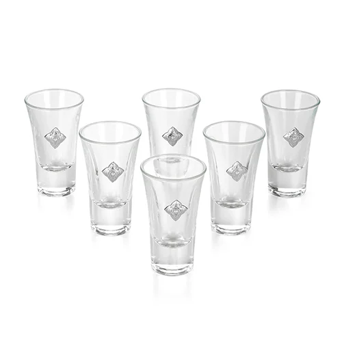 Set of 6 Silver Diamond shape design shot