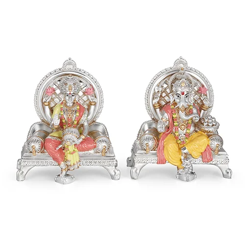 silver Singhasan Laxmi Ganesha