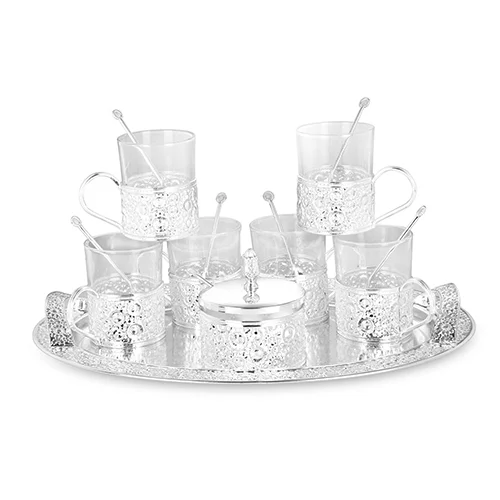 silver Kawa set with sugar bowl & spoons-2