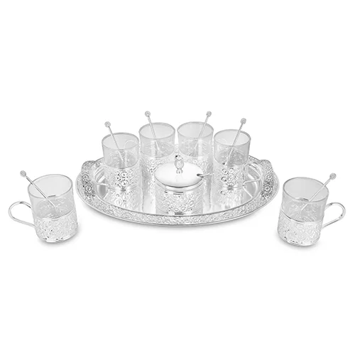 silver Kawa set with sugar bowl & spoons-3