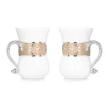 silver Set of 2 Mugs in peach color