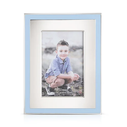 silver sky blue border photo frame