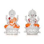 orange Colored Lotus Laksmi Ganesha silver Idol