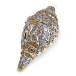 Ganesh Silver Shankh - Large Size- Dual Tone