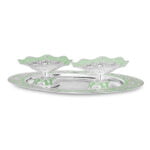 oval tray with 2 set of galvanic platter in green color