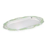 silver Green Peacock Oval Tray