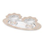 oval tray with 2 set of galvanic platter in peach color