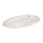 silver Peach Peacock Oval Tray