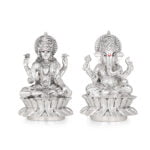 silver New Lotus Laxmi Ganesha