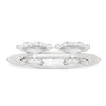 oval tray with 2 set of galvanic platter in white color