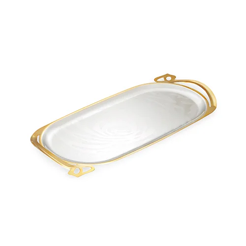 Dual Tone Silver Cutwork Oval Designer Tray