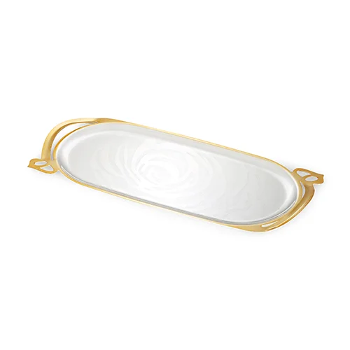 Silver Tray Dual Tone Cutwork Oval Designer