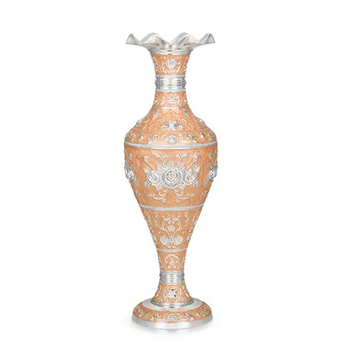 silver peach vase