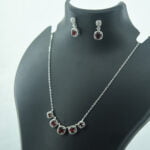 Red Stone Pendant Necklace Set (3 PCS Set)