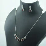 Red Stone Pendant Necklace Set-4 (3 PCS Set)