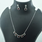 Red Stone Pendant Necklace Set (3 PCS Set)