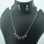 Red Stone Pendant Necklace Set (3 PCS Set)