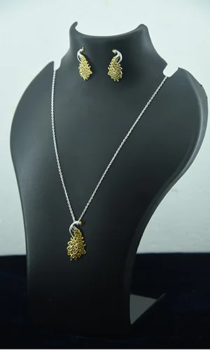 gold plated peacock pendant necklace