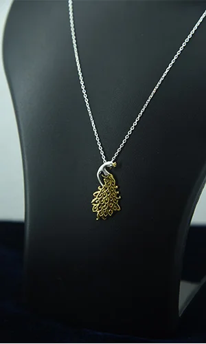 gold plated peacock pendant necklace