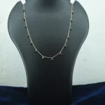 silver Black Crystal Necklace single layer