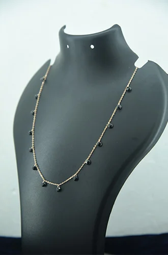 Black Crystal Necklace single layer