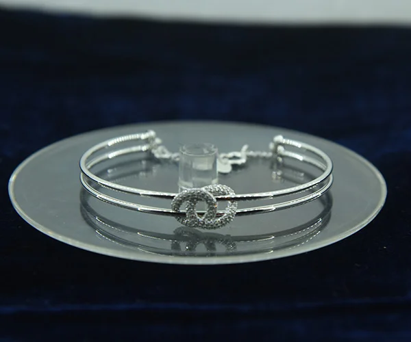 fancy silver hand kada for women