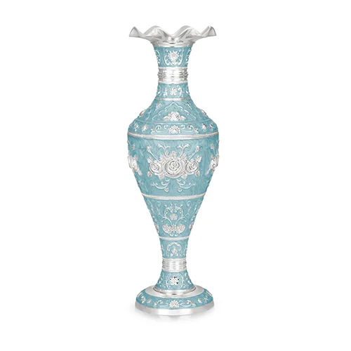 silver sky blue vase