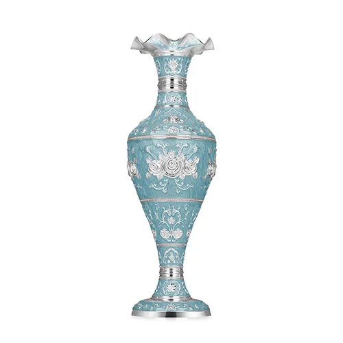 silver sky blue vase-2