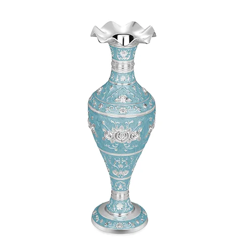 silver sky blue vase-3