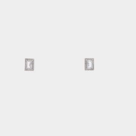 Rectangular Diamond Stud Earrings