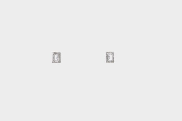 Rectangular Diamond Stud Earrings