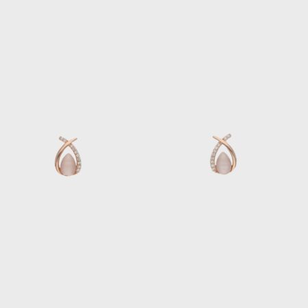 Rose Gold & Moonstone Drop Earrings