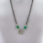 Flower with 2 green designed Silver Mangalsutra