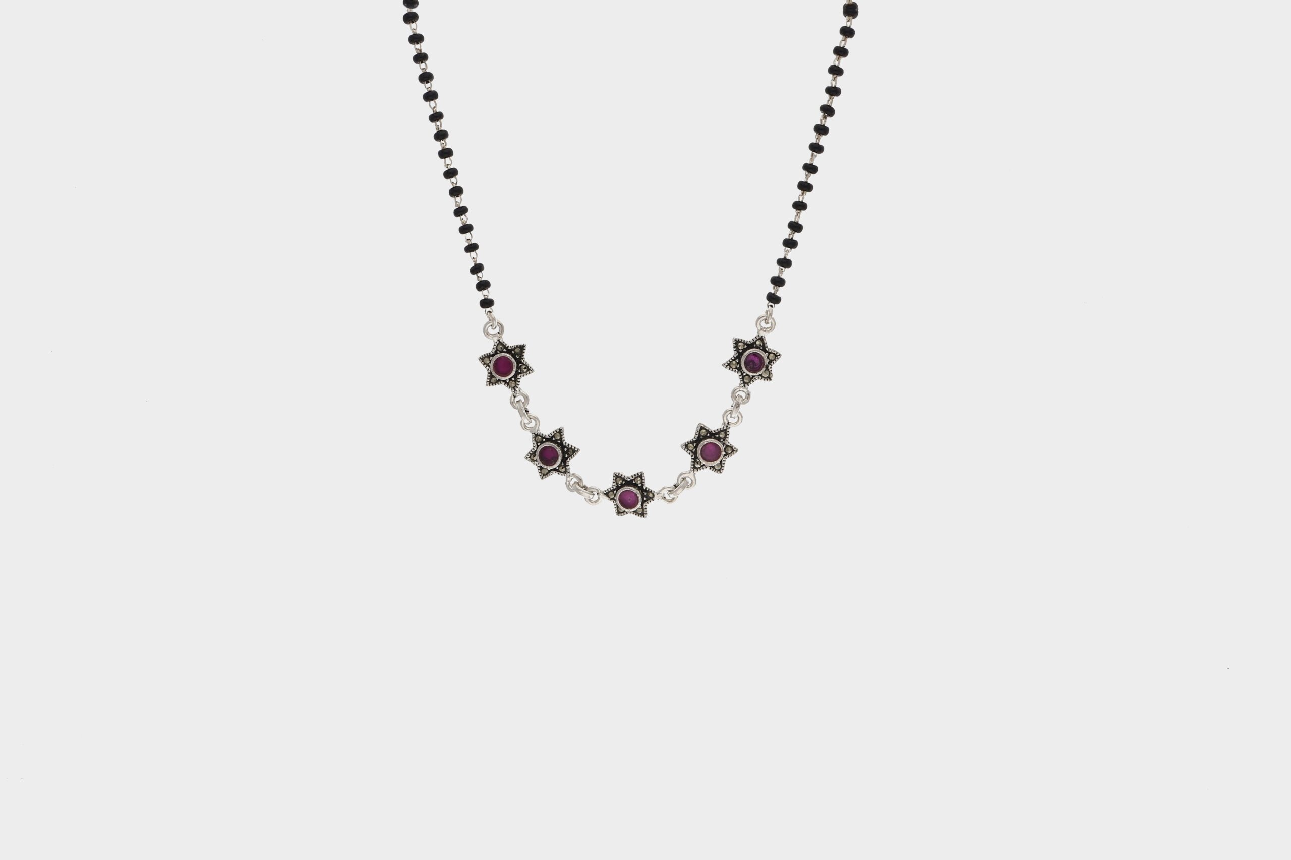 Five Oxidized Stars Connected Mangalsutra