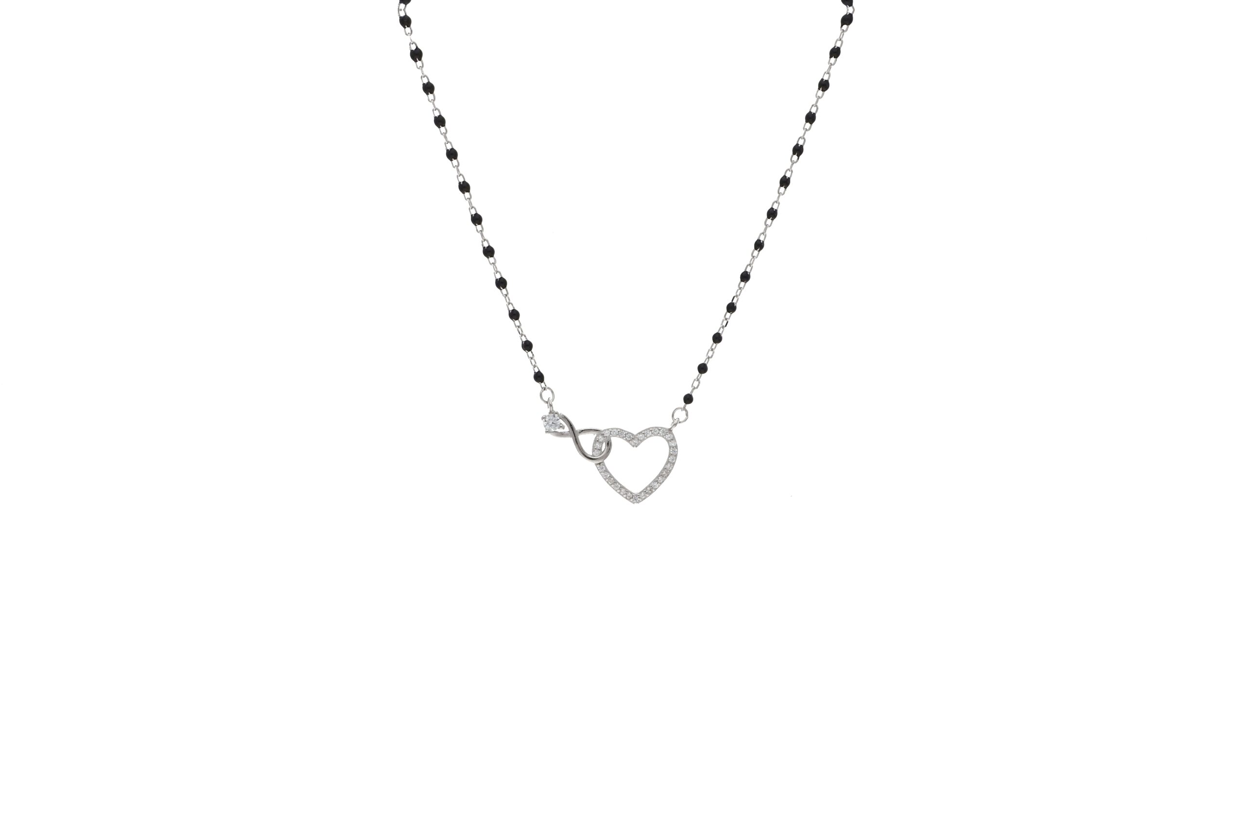 Heart and Infinity Interlocked Silver Mangalsutra