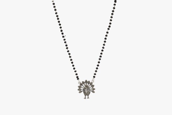 Oxidized Peacock Pendant Silver Mangalsutra
