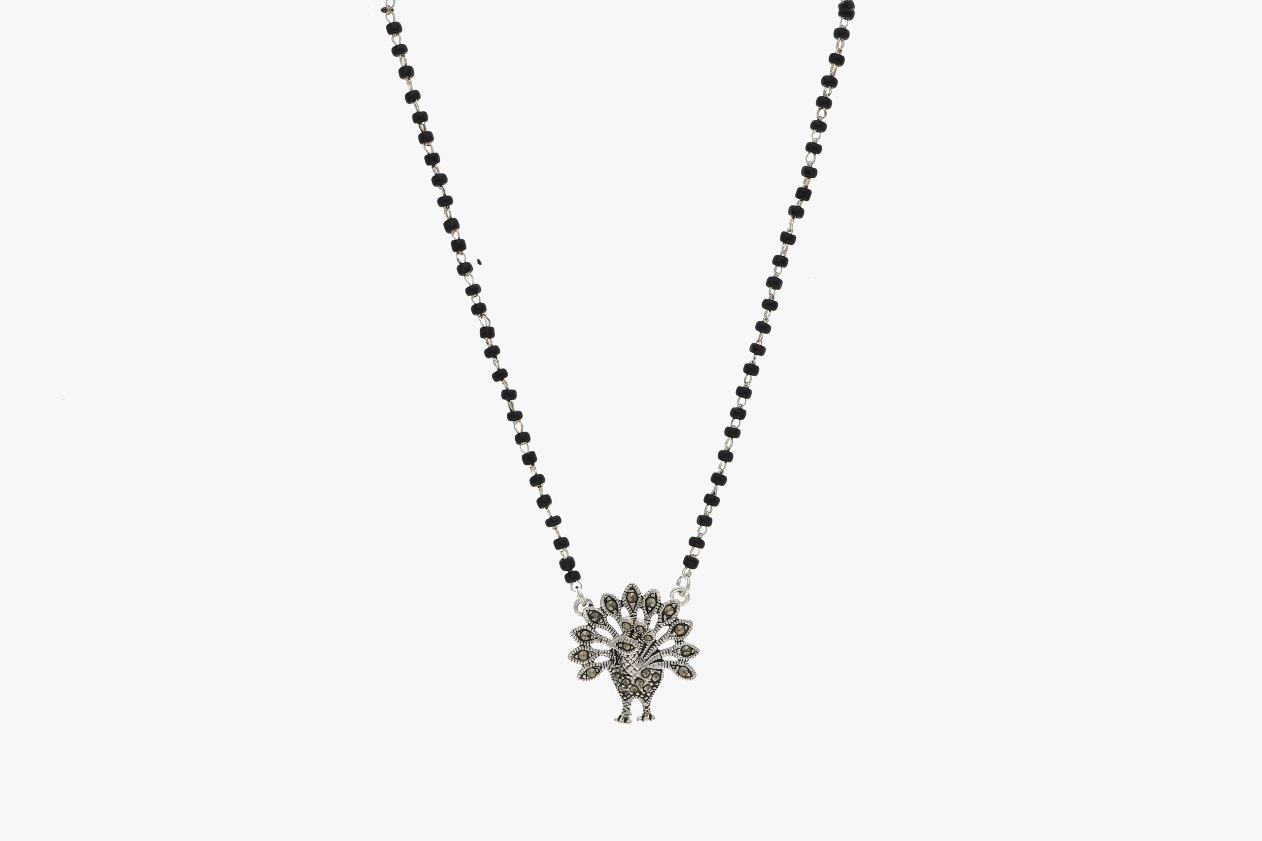 Oxidized Peacock Pendant Silver Mangalsutra