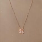 Rose Gold Silver Flower Pendant With Link Chain