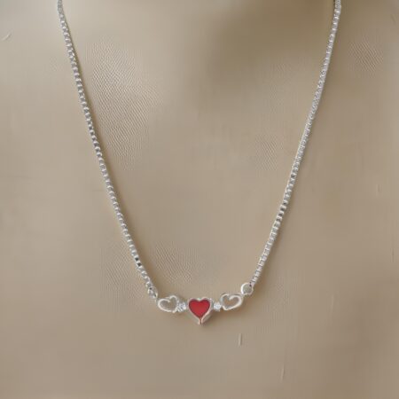 Silver 3 Hearts Interlocked Chain