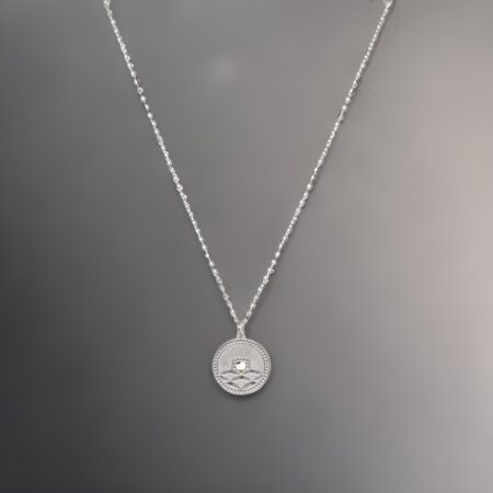 Silver Glittering Joy Pendant With Link chain