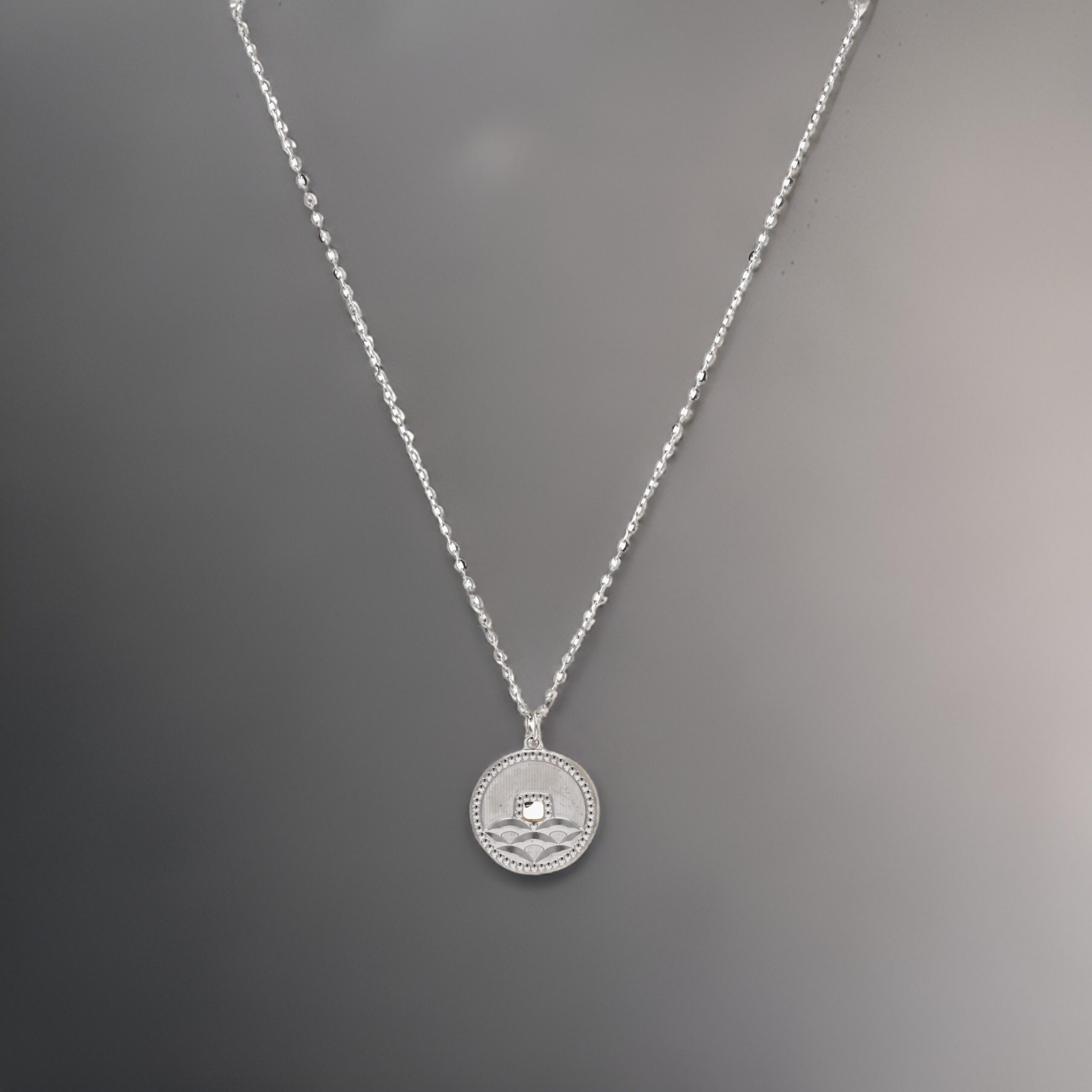 Silver Glittering Joy Pendant With Link chain