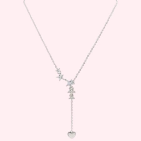 Silver Stars with connected heart chain