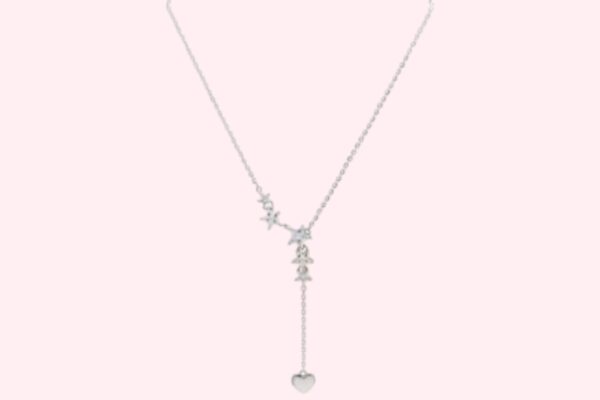Silver Stars with connected heart chain