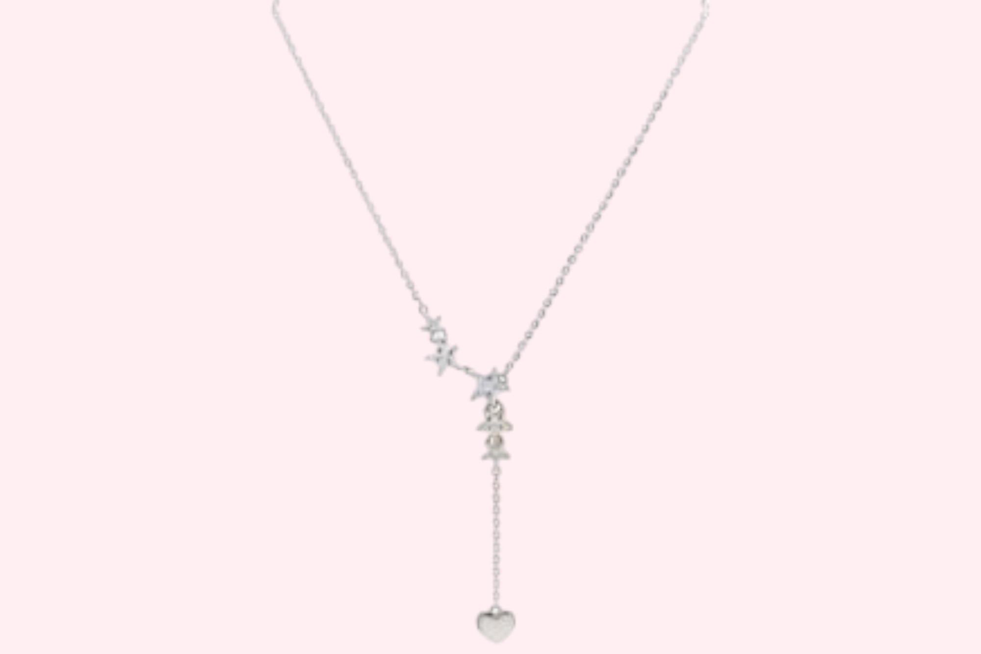 Silver Stars with connected heart chain