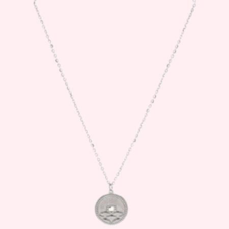 Silver Glittering Joy Pendant With Link Chain