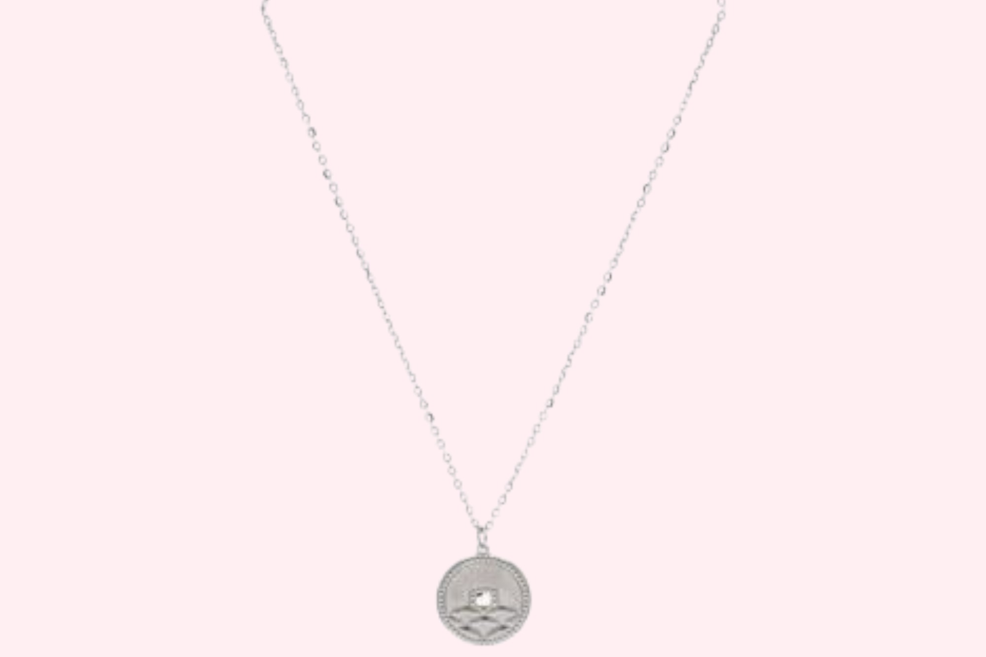 Silver Glittering Joy Pendant With Link Chain