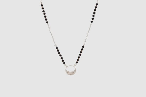Silver Mangalsutra with connected ring