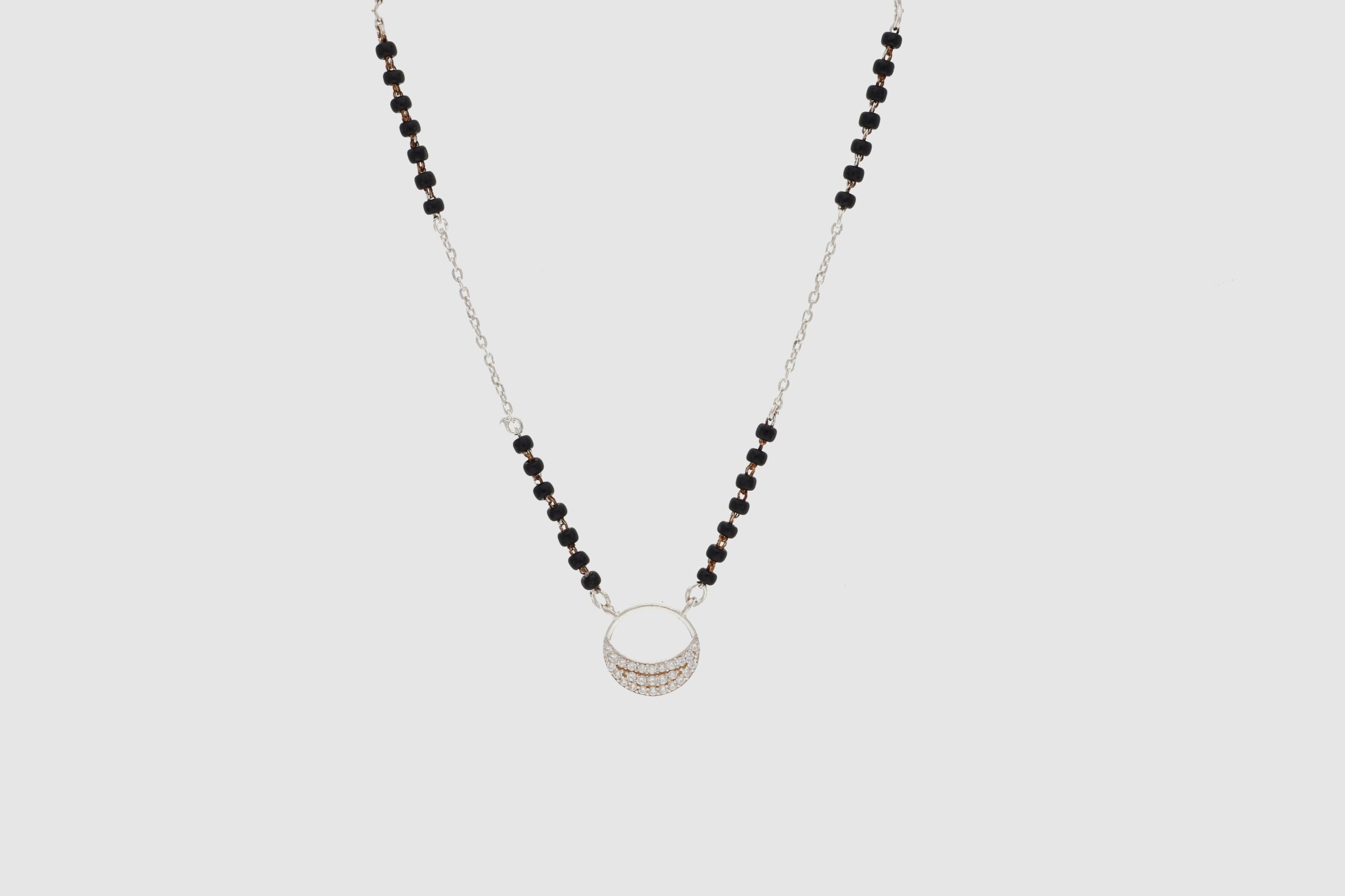Silver Mangalsutra with connected ring