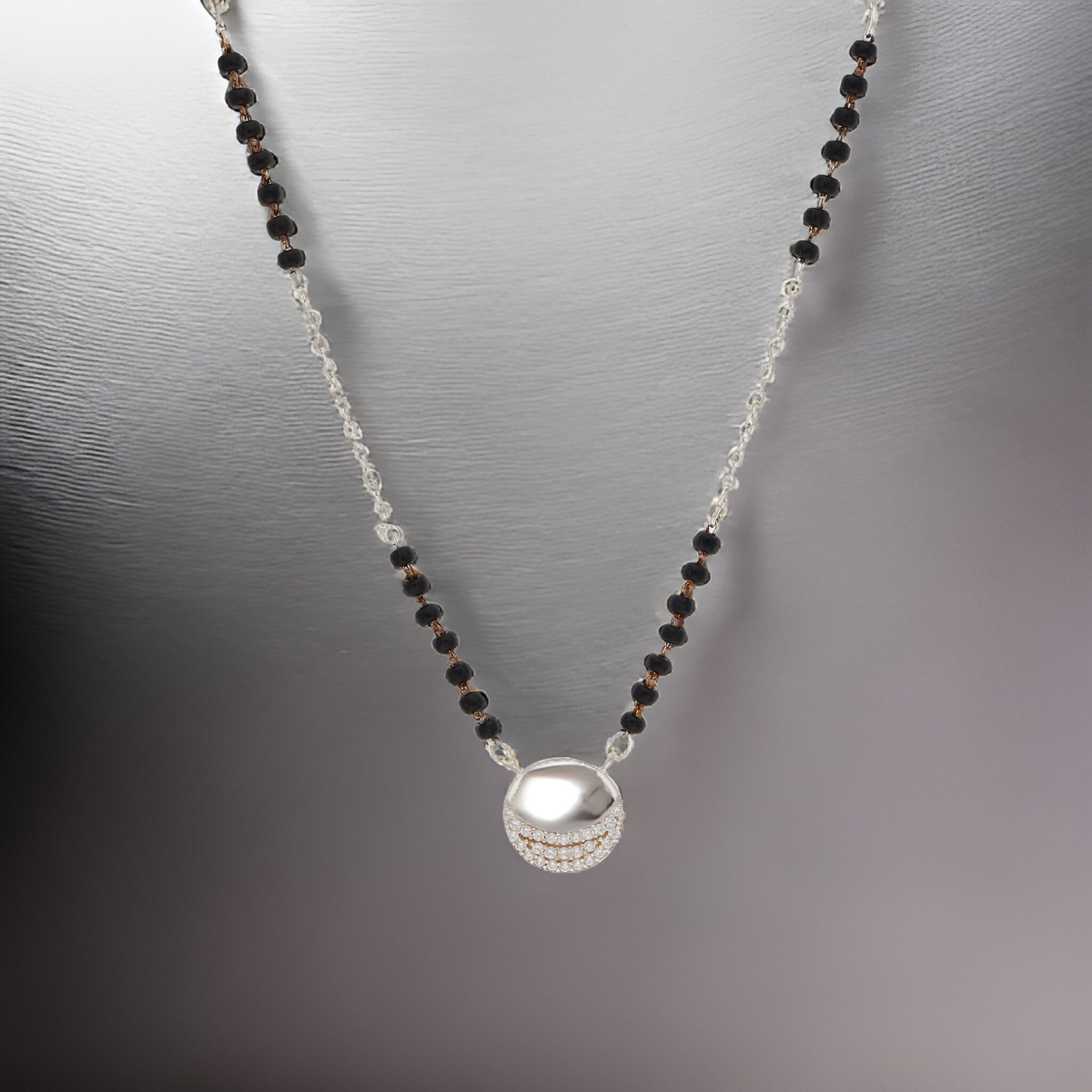 Silver Mangalsutra with connected ring