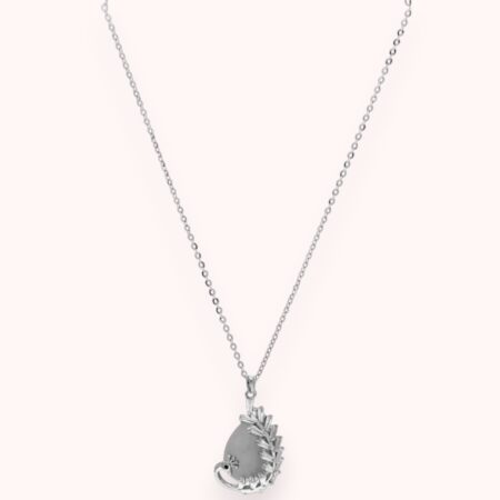 Silver Peacock Pendant with Link Chain